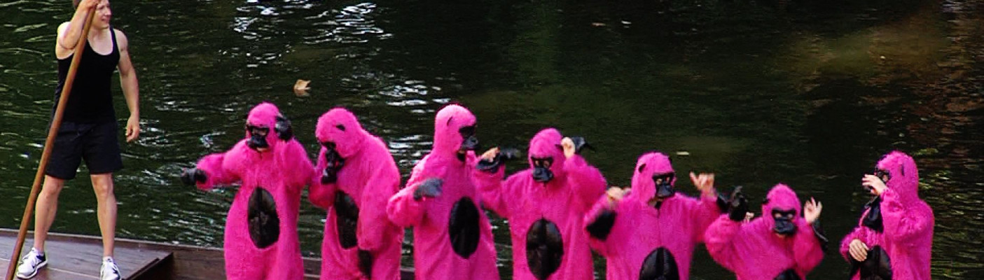 Alte Bekannte: die pinken Affen beim Stocherkahnrennen | Bildquelle: RTF.1